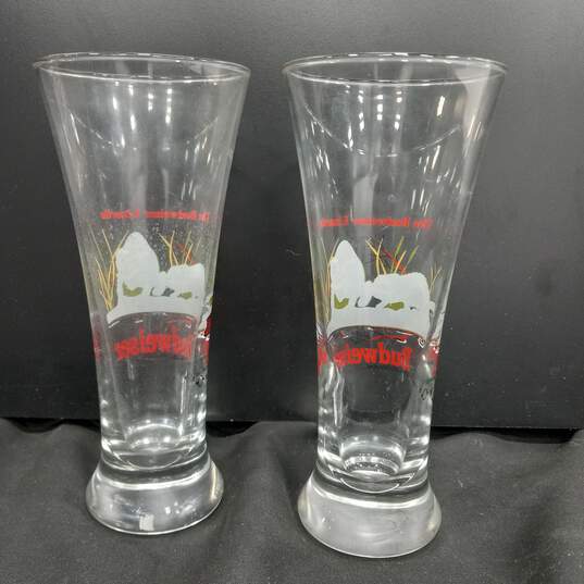 Pair of The Budweiser Lizards Pilsner Beer Glasses 7" image number 2