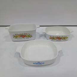 Bundle of 3 White w/ Floral Design Corning Ware Dishes