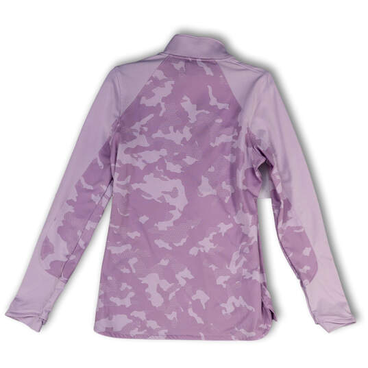 Womens Pink Camouflage Mock Neck 1/4 Zip Activewear Pullover T-Shirt Size L image number 2