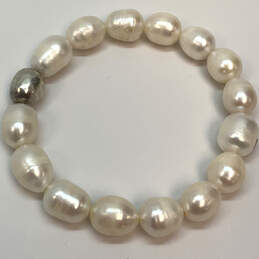 Designer Silpada Sterling Silver White Pearl Stretchable Beaded Bracelet alternative image