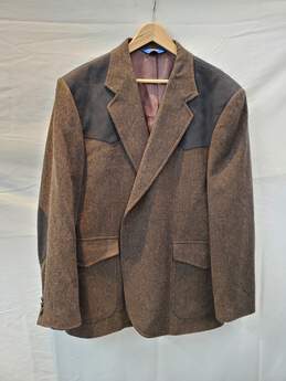 Pendleton Long Sleeve Tweed Brown Wool Blazer Jacket Size 48