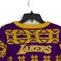 Womens Yellow Purple Snowflake Los Angeles Lakers Pullover Sweater Size M image number 4