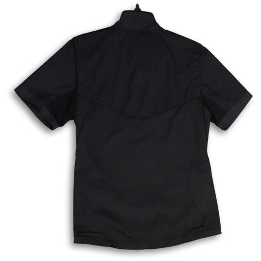Womens Black Short Sleeve Round Neck Zipper Pocket Activewear T-Shirt Sz XS image number 2