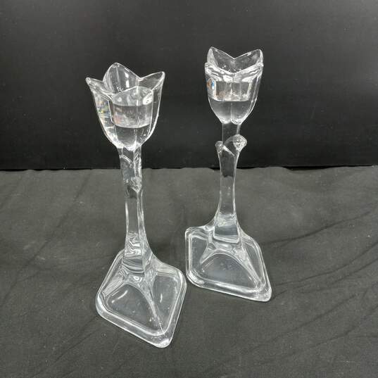 St George Tulip Collection Crystal Candlestick Holders image number 3