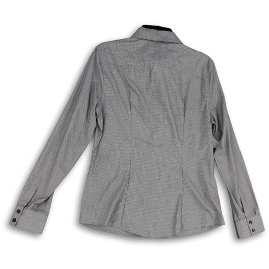 Mens Gray Polka Dot Long Sleeve Non-Iron Fitted Button-Up Shirt Size 12 image number 2