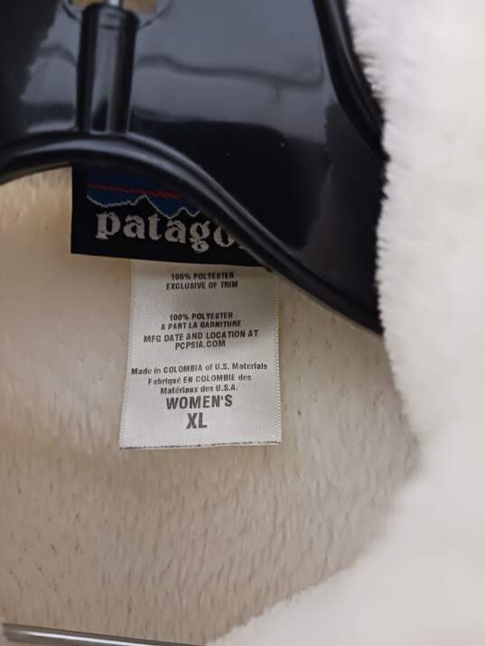 Women's Patagonia White Collared Full Zip Sweater Sz XL image number 3