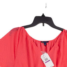 NWT Womens Pink Pleated V-Neck Short Sleeve Short A-Line Dress Size XXL