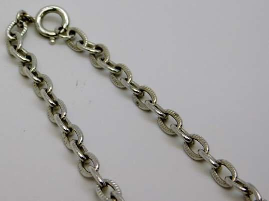 Vintage Crown Trifari Silver Toned Link Chained Pendant Necklace 53.1g image number 3