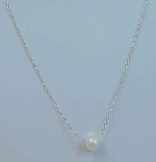 Romantic Sterling Silver Faux Pearl Necklaces Ring & Earrings w/ Chain Bracelet 20.0g image number 2