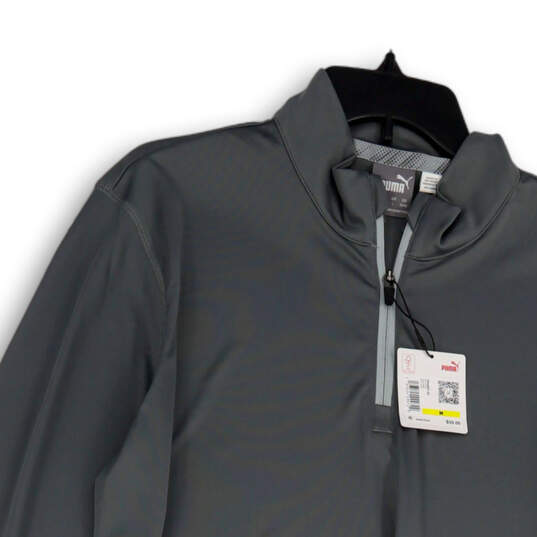 NWT Mens Gray 1/4 Zip Mock Neck Long Sleeve Pullover T-Shirt Size Medium image number 3