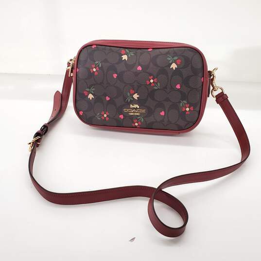 Coach Jes Crossbody Signature Brown Canvas with Heart Petal Print Crossbody Bag image number 1