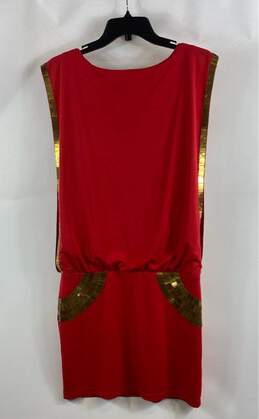 NWT Bebe Womens Red Gold Armor Beaded V-Neck Cocktail Mini Dress Size Small alternative image