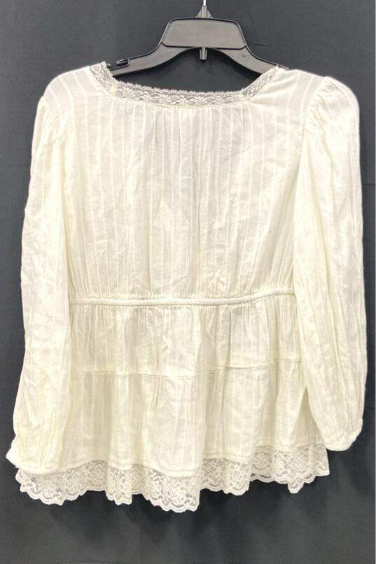 Lucky Brand Women Ivory Lace V Neck Blouse S image number 2