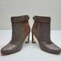Ann Taylor Taupe Leather Embossed Heel Ankle Strap Zip Up Women's Size 7M image number 3