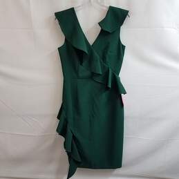 Gianni Bini Green Brittany Ruffle Statement Shoulder V-neck Dress Size 4