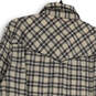 Womens White Black Plaid Embroidered Long Sleeve Collared Button-Up Shirt M image number 4