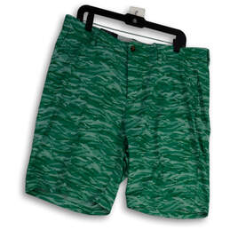 NWT Mens Green Camouflage Print Stretch Pockets Chino Shorts Size 38