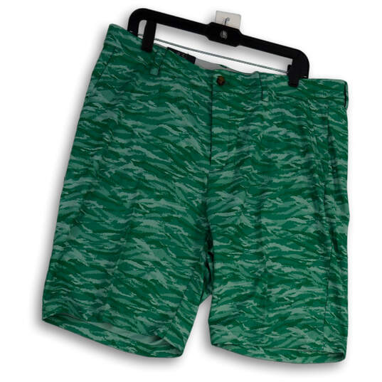 NWT Mens Green Camouflage Print Stretch Pockets Chino Shorts Size 38 image number 1