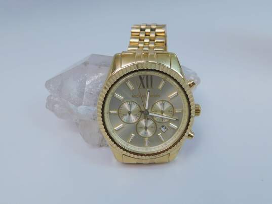 Men's Michael Kors MK-8281 Gold Tone Chronograph Watch image number 2