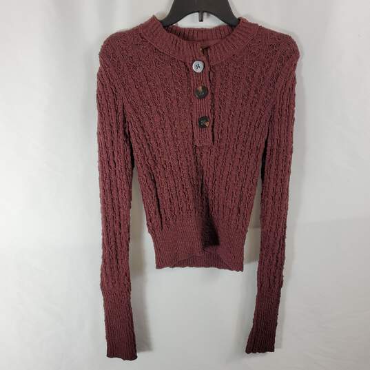 Free People Women Burgundy Sweater XS image number 1