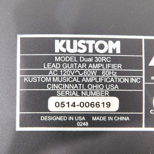 Kustom Brand Dual 30RC Model Electric Guitar Amplifier w/ Power Cable image number 3