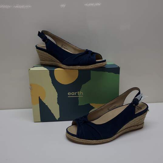 Earth Thara Bermuda Women's Navy Blue Espadrille Wedge Slingback Shoes Size 9 image number 1