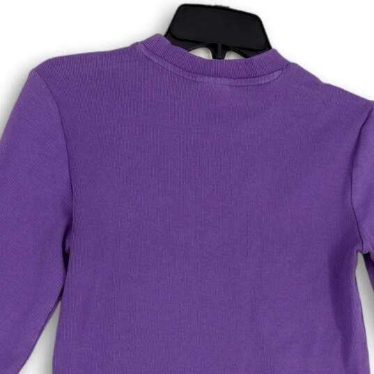 Womens Purple Ribbed Long Sleeve Crew Neck Pullover T-Shirt Dress Size XS image number 2
