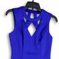 Womens Blue Sleeveless Round Neck Cut Out Back Zip Sheath Dress Size 4 image number 4