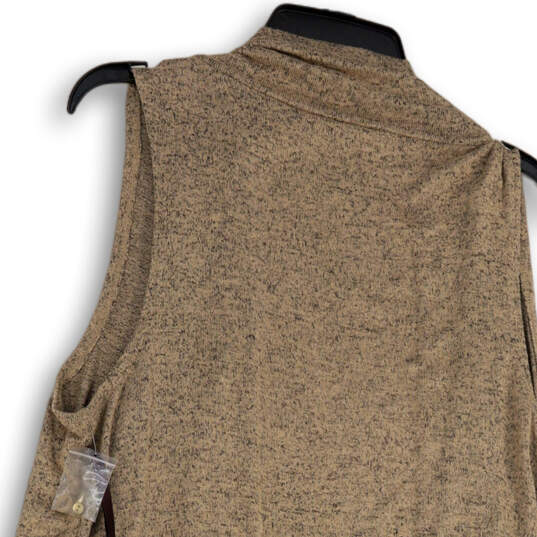 NWT Womens Brown Knitted Sleeveless Open Front Cardigan Sweater Size XL image number 4
