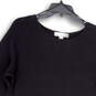 Womens Black Knitted Side Zip Long Sleeve Round Neck Pullover Sweater Sz S image number 3