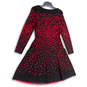 Womens Black Red Jodie Knitted Long Sleeve Knee Length Sweater Dress Size 6 image number 4