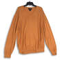 Mens Orange Knitted Long Sleeve V-Neck Formal Pullover Sweater Size 2XL image number 1