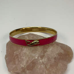 Designer J. Crew Gold-Tone Pink Enamel Whale Round Shape Bangle Bracelet