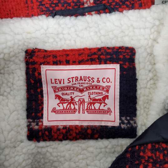 NWT Levi's WM's Polyester & Fleece Red & Blue Plaid Zip Jacket Size SM image number 3