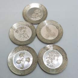 Franklin Mint Alphabet Sterling Silver Miniature Plates V, W, X, Y, Z 52.9g