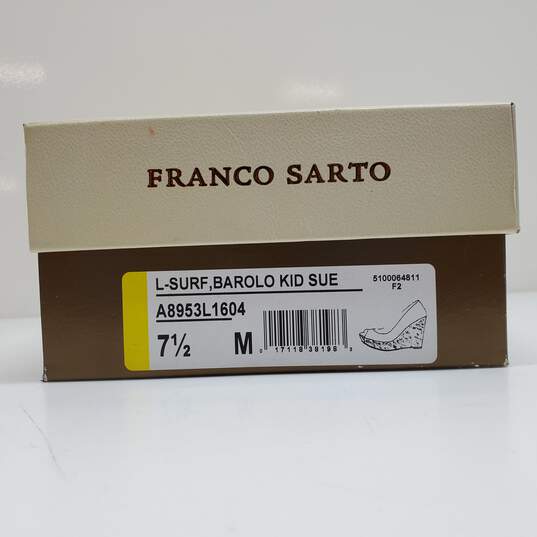 Franco Sarto Red Suede Open Toe Wedge Heels image number 4