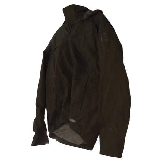 Mens Green Long Sleeve Hooded Pockets Windbreaker Jacket Size Small image number 2