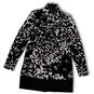 NWT Womens Black White Floral Long Sleeve Pockets Button Front Jacket Sz S image number 1