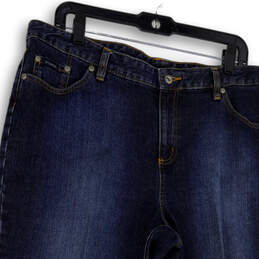 Womens Blue Denim Medium Wash High Waist Pockets Capri Jeans Size 16