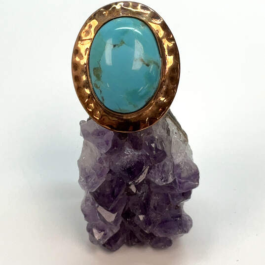 Designer Desert Rose Trading 925 Turquoise Stone Hammered Band Ring image number 1