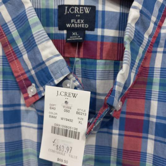 Men’s J. Crew Flex Washed Button-Up Plaid Shirt Sz XL NWT image number 3