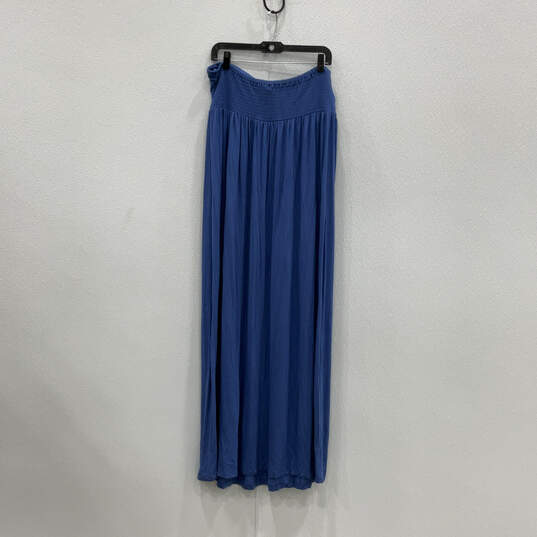 NWT Womens Blue Strapless Ruffle Flower Stretch Long Maxi Dress Size XL image number 2