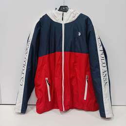 Men's U.S. Polo Assn. Red & Blue With White Hood Jacket Size 2XL