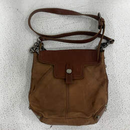 Womens Brown Leather Inner Zip Pocket Adjustable Strap Crossbody Bag Purse