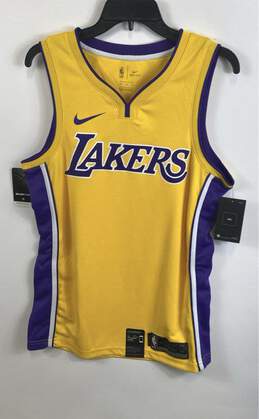NWT Nike Mens Yellow Los Angeles Lakers Dri-Fit NBA Basketball Jersey Size M