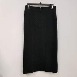 Womens Black Wool Flat Front Back Zip Midi Straight & Pencil Skirt Size 38 alternative image