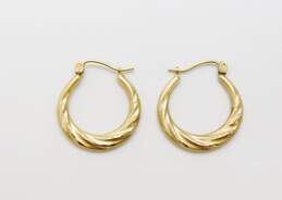 14k Yellow Gold Twisted Hoop Earrings 1.3g