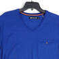 Mens Blue V-Neck Chest Pocket Short Sleeve Pullover T-Shirt Size X-Large image number 3