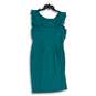 NWT Womens Green Sleeveless Round Neck Back Zip Sheath Dress Size 10 image number 2