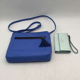 Kate Spade New York Womens Light And Dark Blue Crossbody Bag Purse & Wallet Set